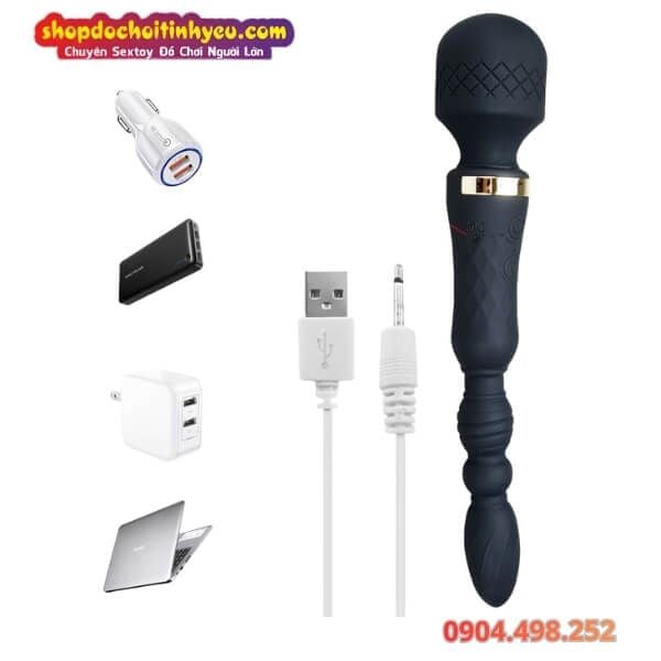 Chày Rung Kép AV 2 Đầu Kích Thích Điểm G Kèm Nút Hậu Môn