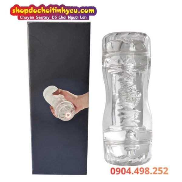 Cốc Âm Đạo Hậu Môn Thiết Kế 2 Đầu Trong Suốt Tự Sướng Cho Nam