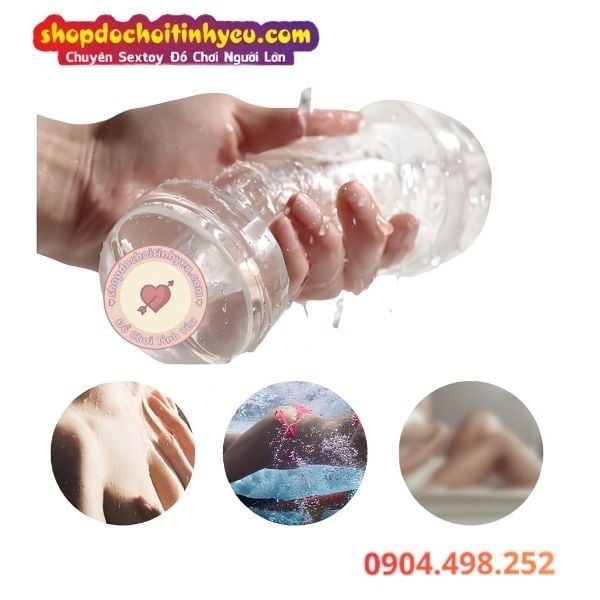 Cốc Âm Đạo Hậu Môn Thiết Kế 2 Đầu Trong Suốt Tự Sướng Cho Nam