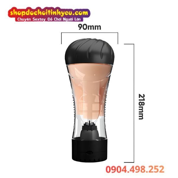 Cốc âm đạo trong suốt có rung Naomi xoay chỉnh nhẹ đến mạnh