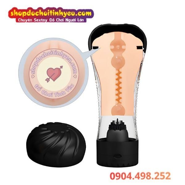 Cốc âm đạo trong suốt có rung Naomi xoay chỉnh nhẹ đến mạnh