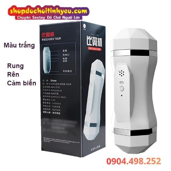 Cốc thủ dâm 2 đầu miệng âm đạo cảm biến rung động hít tường