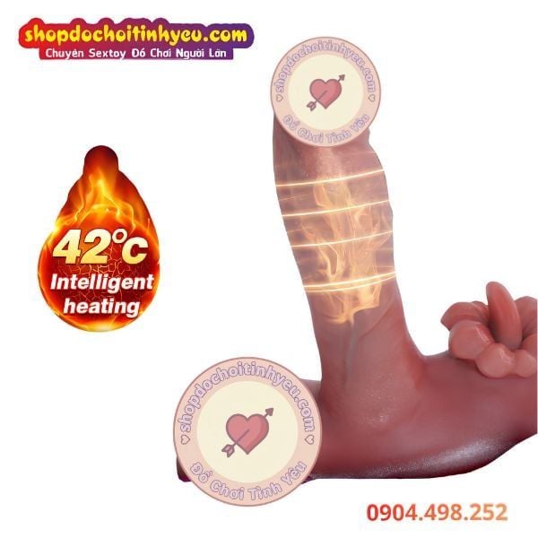 Cu Giả Gân Nổi Đế Hít Rung Thụt Sưởi Ấm Kèm Lưỡi Liếm Âm Đạo