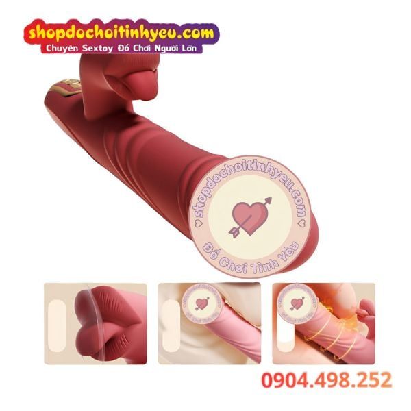 Cu Giả Cầm Tay Rung Thụt Liếm Mạnh Kèm Gia Nhiệt Thông Minh