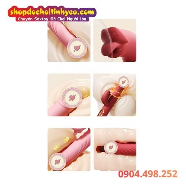 Cu Giả Cầm Tay Rung Thụt Liếm Mạnh Kèm Gia Nhiệt Thông Minh