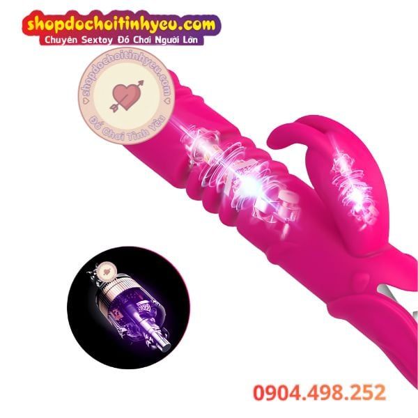 Cu Giả Cầm Tay Thụt Ngoáy Tỏa Nhiệt Kèm Đầu Phụ Rung Tai Thỏ