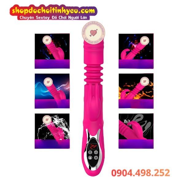 Cu Giả Cầm Tay Thụt Ngoáy Tỏa Nhiệt Kèm Đầu Phụ Rung Tai Thỏ