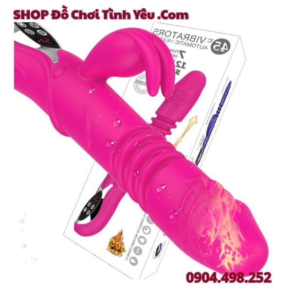 Cu Giả Cầm Tay Thụt Ngoáy Tỏa Nhiệt Kèm Đầu Phụ Rung Tai Thỏ