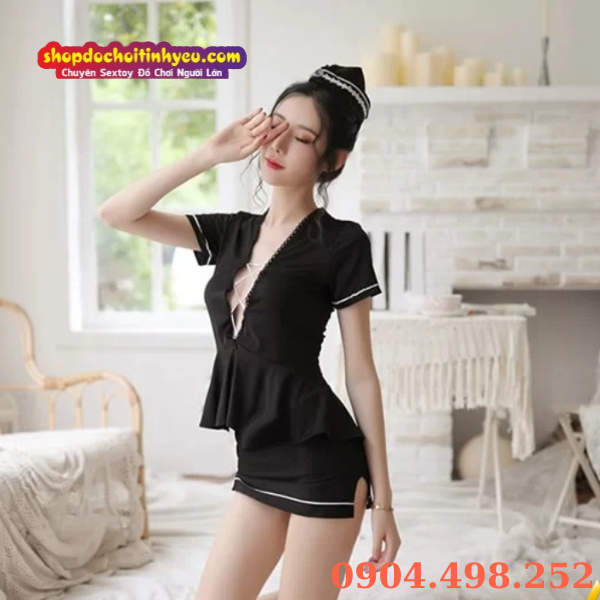 Đầm ngủ cosplay hầu gái y tá sexy nhập vai