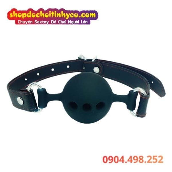 Dây Đeo Bịt Miệng Ngậm Bóng Silicone Có Ba Lỗ Thoáng Khí