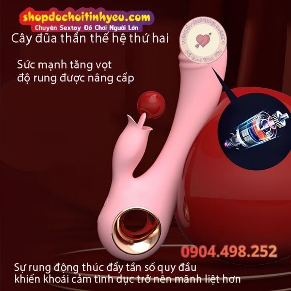 Đũa thần Lilo đầu khấc rung kèm nhánh phụ lưỡi liếm điểm G