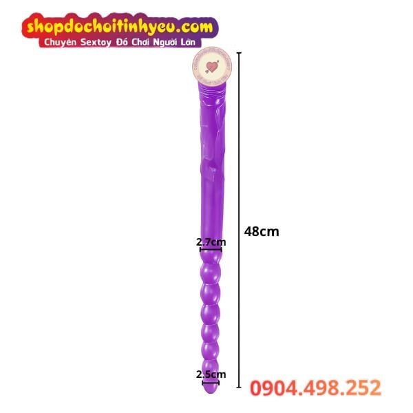 Dương Vật Giả 2 Đầu Có Đuôi Hạt Nhét Hậu Môn Kích Thích Kép