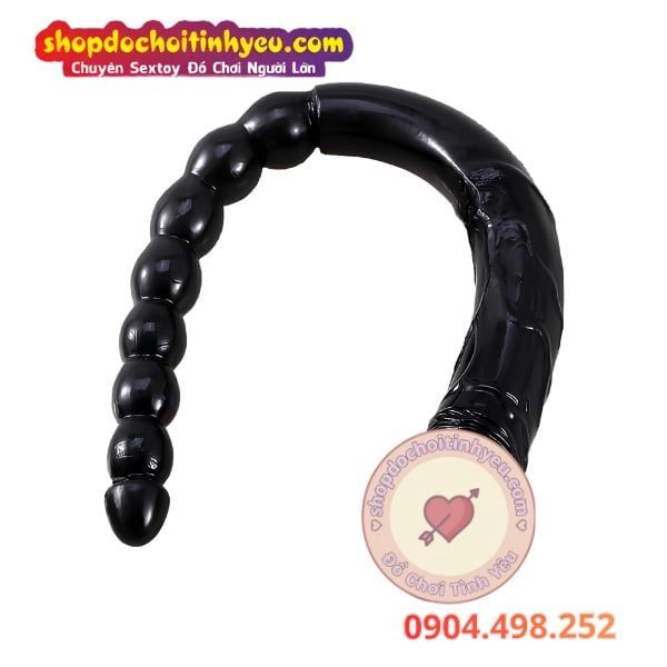 Dương Vật Giả 2 Đầu Có Đuôi Hạt Nhét Hậu Môn Kích Thích Kép