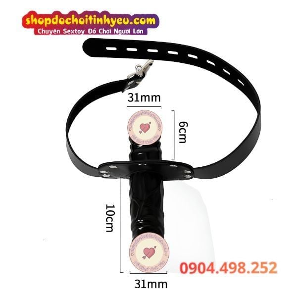 Dương vật giả 2 đầu có khóa đeo bịt miệng cặp đồng tính nữ