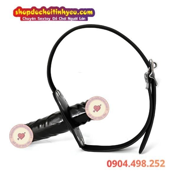 Dương vật giả 2 đầu có khóa đeo bịt miệng cặp đồng tính nữ