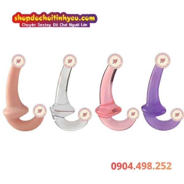 Dương vật giả 2 đầu nối nhau cong mềm dẻo không rung giá rẻ