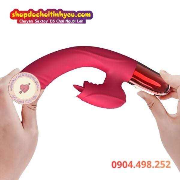 Dương Vật Giả Cầm Tay Rung Làm Ấm Kèm Đầu Lưỡi Liếm FOX V2