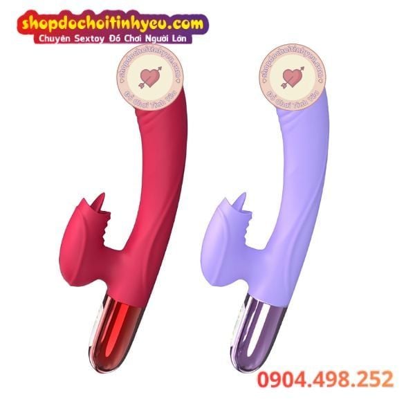 Dương Vật Giả Cầm Tay Rung Làm Ấm Kèm Đầu Lưỡi Liếm FOX V2