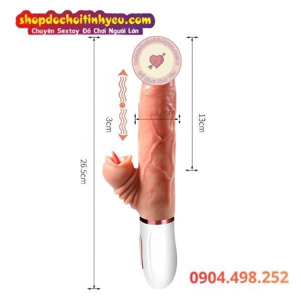 Dương vật giả cầm tay rung thụt sưởi ấm tự động lưỡi liếm