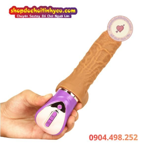 Dương vật giả cầm tay sạc rung thụt lắc tạo nhiệt tự động