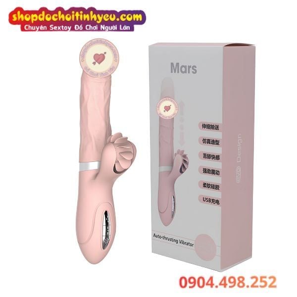 Dương vật giả rung thụt tỏa nhiệt xoay lưỡi liếm Evo Mars
