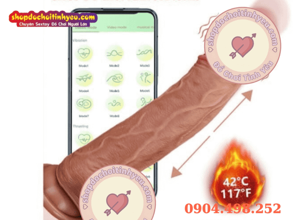 Dương vật giả rung thụt, điều khiển qua APP