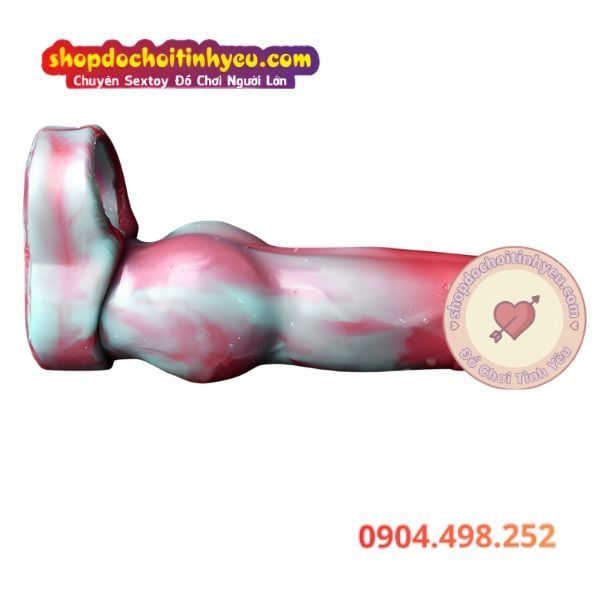 Dương vật giả chó sói rỗng ruột có vòng đeo bìu cho nam