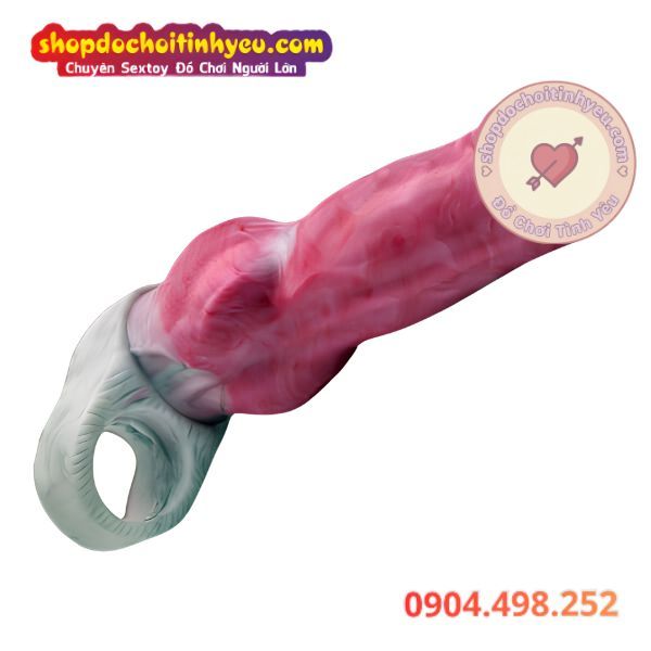 Dương vật giả chó sói rỗng ruột có vòng đeo bìu cho nam