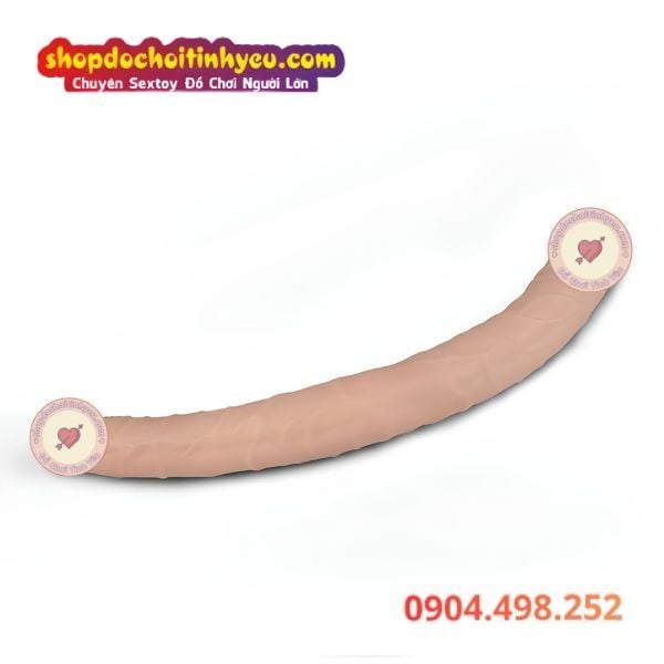 Dương vật giả dài 2 đầu to nhỏ mềm dẻo cho cặp đôi Lesbian