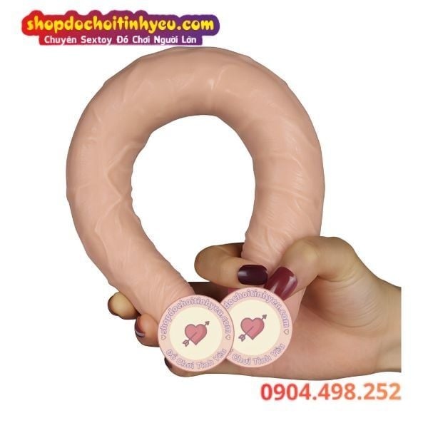 Dương vật giả dài 2 đầu to nhỏ mềm dẻo cho cặp đôi Lesbian
