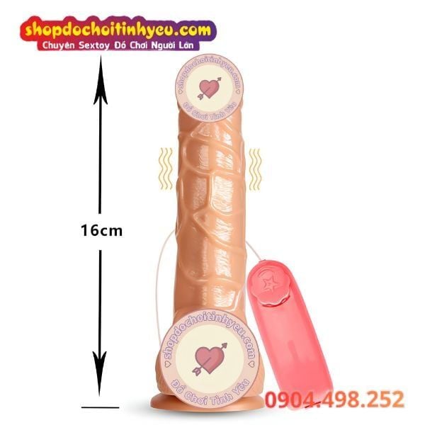 Dương vật giả gắn tường có rung size vừa 16cm