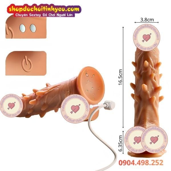 Dương Vật Giả Đế Hít Có Gai Rung Thụt Làm Ấm Điều Khiển Từ Xa