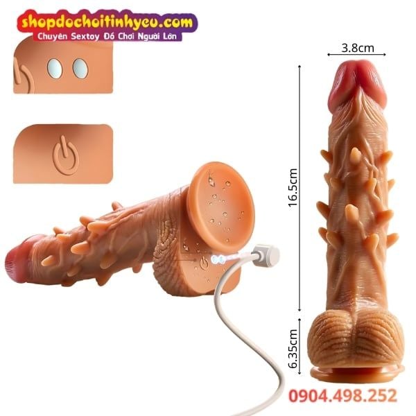 Dương Vật Giả Đế Hít Có Gai Rung Thụt Làm Ấm Điều Khiển Từ Xa