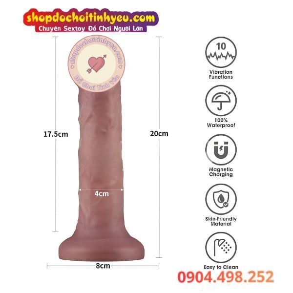 Dương Vật Giả Đế Hít Không Bìu Rung 10 Chế Độ POWER COCK
