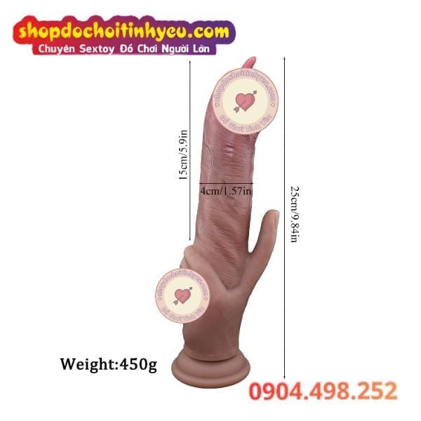 Dương Vật Giả Rung Liếm Đế Dạng Tay Cầm Có Đầu Phụ Ngón Tay