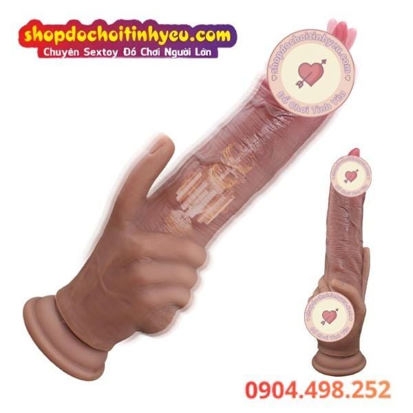 Dương Vật Giả Rung Liếm Đế Dạng Tay Cầm Có Đầu Phụ Ngón Tay