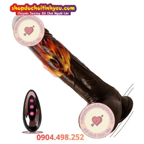 Dương Vật Giả Đen Rung Xoay Thụt Tạo Nhiệt Điều Khiển Từ Xa