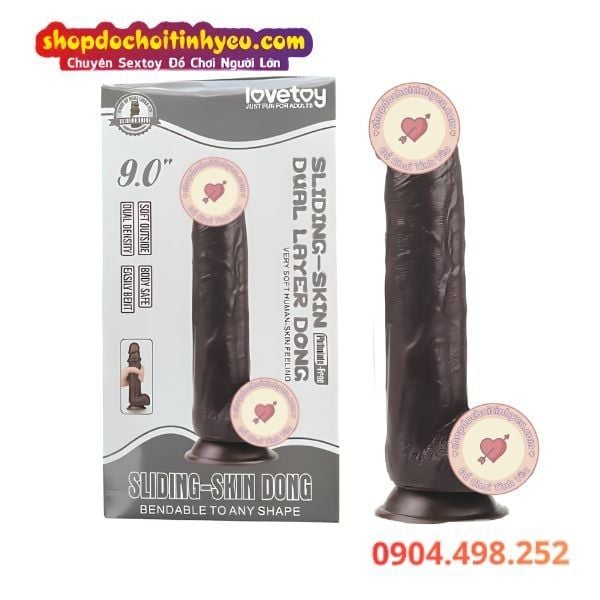 Dương Vật Giả Đen To Dạng TPE Đa Lớp Có Đế Hít Chắc Chắn