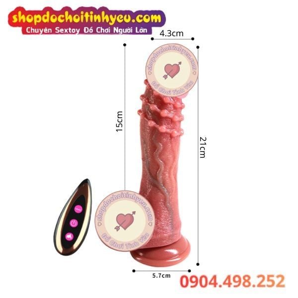 Dương Vật Giả Đính 3 Vòng Bi Rung Thụt Ngoáy Kèm Sưởi Ấm