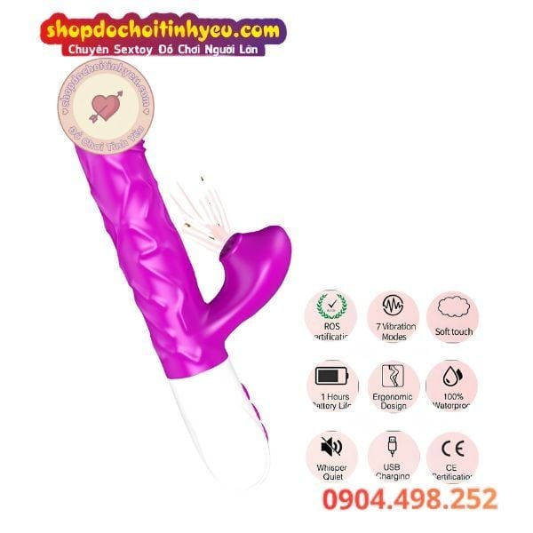 Dương Vật Giả Gân Nổi Rung Thụt Sưởi Ấm Kèm Đầu Mút FOX V20