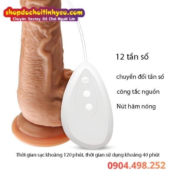 Dương vật giả gắn tường rung xoay nhiệt điều khiển remote
