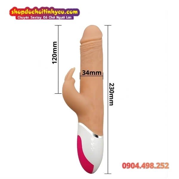 Dương Vật Giả Rung Thụt Xoay Bi Kèm Đầu Phụ Tai Thỏ INDULGE