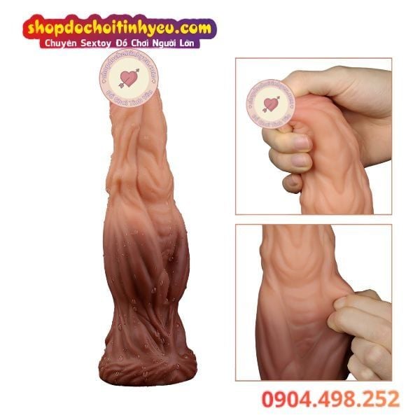 Dương Vật Giả Khổng Lồ Silicone Hai Lớp Đế Hút Chân Không