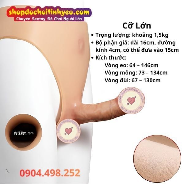 Dương Vật Giả Liền Quần Silicon Cạp Cao Rỗng Ruột Size Lớn