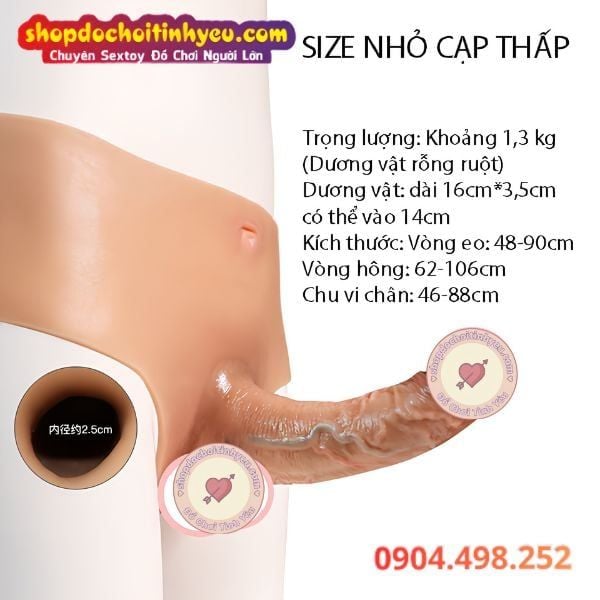 Dương Vật Giả Liền Quần Silicon Cạp Thấp Rỗng Ruột Cho Nam