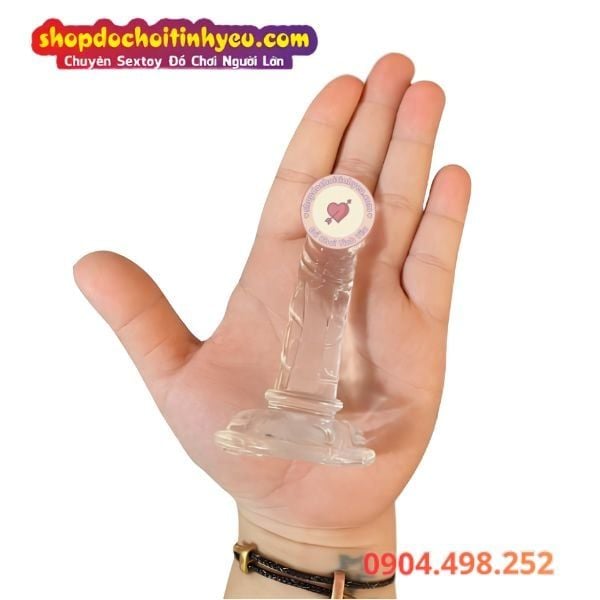 Dương Vật Giả Mini Bé Xíu Đế Hít Trong Suốt Không Có Bìu