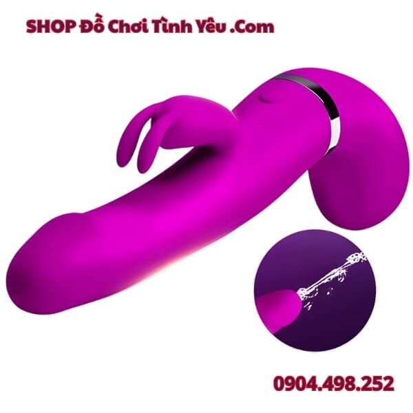 Dương Vật Giả Phun Nước Xuất Tinh Rung Kép Kèm Đầu Tai Thỏ