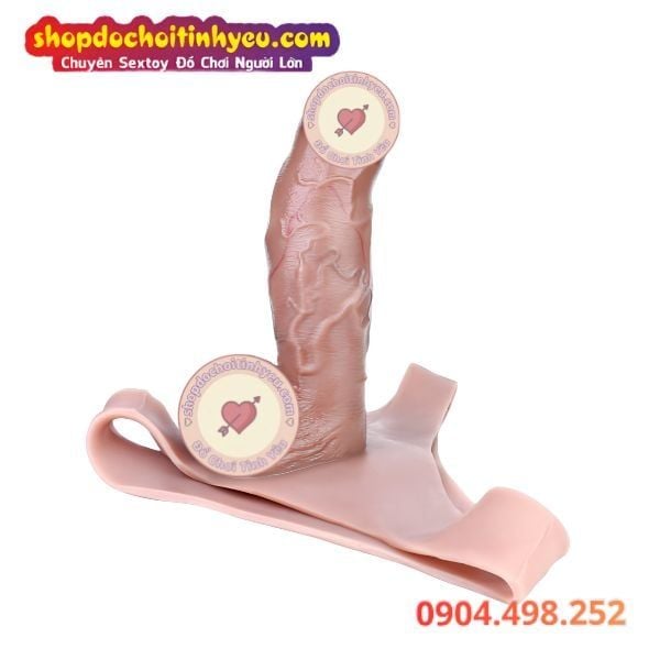 Dương Vật Giả Rỗng Ruột To Cong Có Gân Nối Liền Quần Silicon
