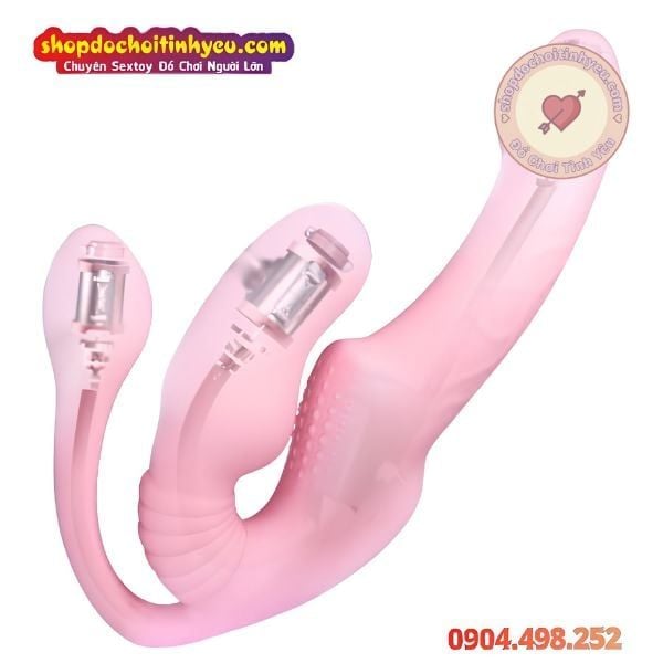 Dương Vật Giả Rung Mạnh 3 Đầu Ôm Sát Thành Âm Đạo Đeo Cho Les