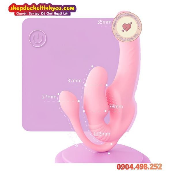 Dương Vật Giả Rung Mạnh 3 Đầu Ôm Sát Thành Âm Đạo Đeo Cho Les